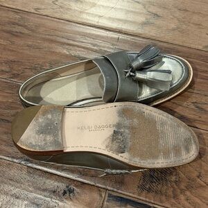 Kelsi Dagger Metallic Loafers with Tassels